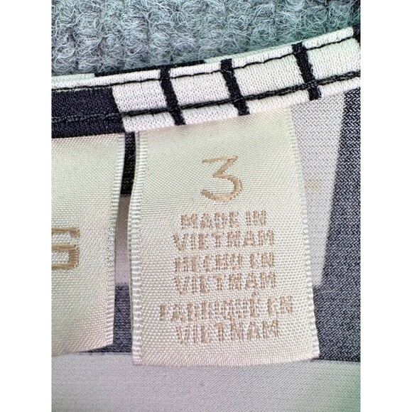 Chicos 3 Black White Geometric Asymmetrical Tunic Top 3/4 Sleeve Stretch - Picture 10 of 14